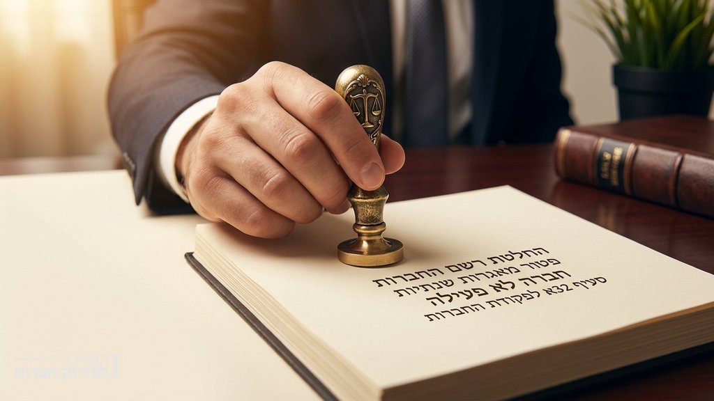 חותמת רשמית המאשרת פטור מאגרות ותעודת חיסול חברה
