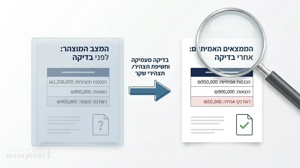 בדיקת דוחות פיננסיים והרמת מסך ההתאגדות