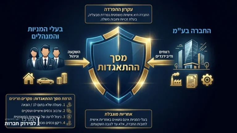 אינפוגרפיקה המציגה מסך התאגדות והגנה משפטית לחברה בע"מ ולהון פרטי