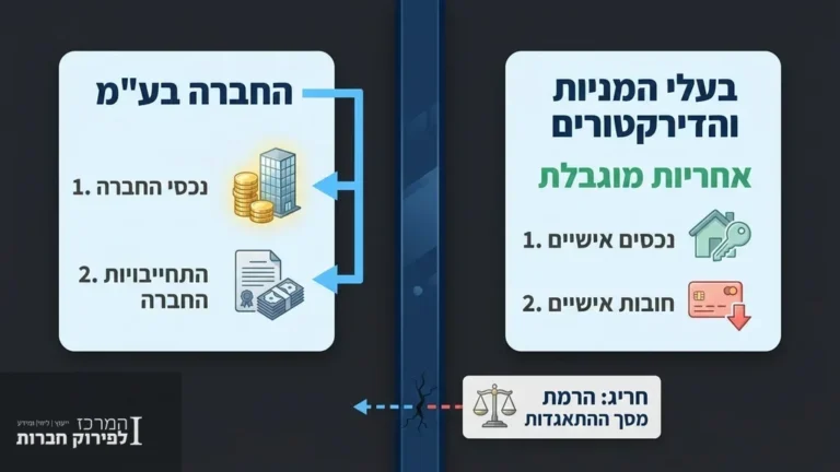 שקופית אינפוגרפית בעברית על חברה בע"מ ואחריות מוגבלת לבעלי מניות