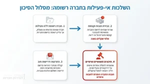 אינפוגרמה בעברית המתארת סיכונים וחובות לחברה רשומה לא פעילה