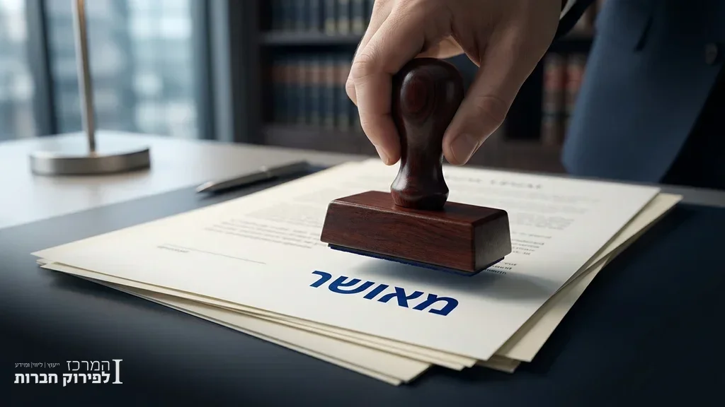 נוצר על ידי מודל בינה מלאכותית Gemini Pro חותמת אישור סגירת חברה סופית
